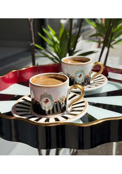2 Kişilik Piano Black Soho Double Kahve Fincanı-5216 Siyah