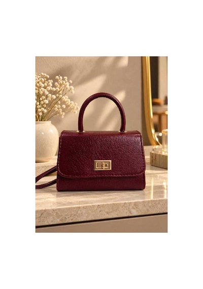 Names Bag Aura-gold Kilitli Tek Saplı Kadın Mini El Ve Omuz Çantası Bordo