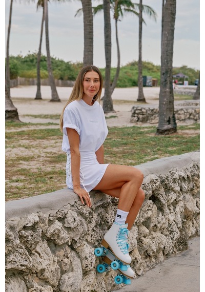 Sagaza Studio Ss6008 Mini Tshirt Elbise Ekru