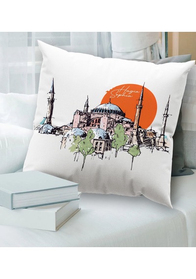 Bk Gift İstanbul Tasarımlı Beyaz Kırlent Yastık,Ev Hediyesi,Ev Dekorasyon