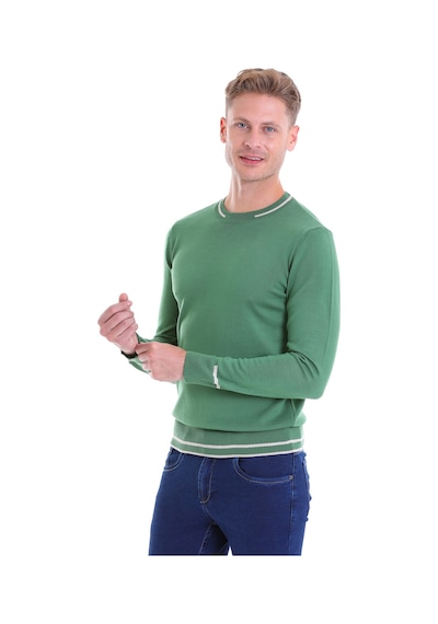Hatemoğlu Yeşil Regular Fit Desenli Bisiklet Yaka Triko Yün Kazak Yeşil Hatemoğlu Yeşil Regular Fit Desenli Bisiklet Yaka Triko Yün Kazak Yeşil