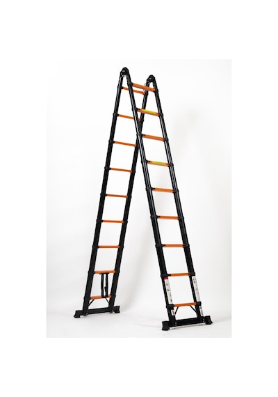 Cardilife 2.8 + 2.8 Metre Teleskopik Çelik Merdiven 9+9 Basamaklı