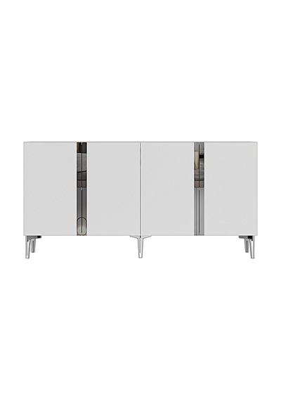 Ka1598bs Anka150 Konsol, Kahve Köşesi, Tv Sehpası Ve Dolap Beyaz - Sılver 150cm