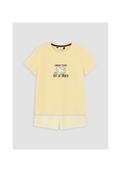 Lcw Young Sarı Baskılı Kadın Şortlu Pijama Takımı