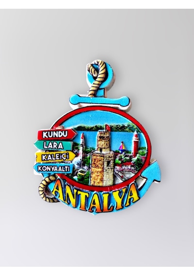 Antalya Temalı Kabartmalı Polyester Magnet Kaleiçi Lara Konyaaltı Kundu Hediyelik Buzdolabı Magneti 5,5 X 7,5 Cm Kod:1249