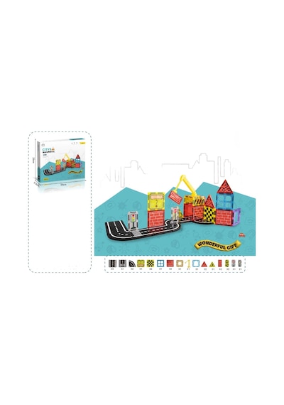Karton Kutulu City Magnetic Yapı Blokları 3d Puzzle 30 Parça 6.5 Cm