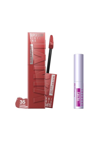 New York Super Stay Vinyl Ink Uzun Süre Kalıcı Likit Parlak Ruj 35 Cheeky & Mini Tattoo Liner Gel Pencil Makyaj Seti Belirtilmemiş