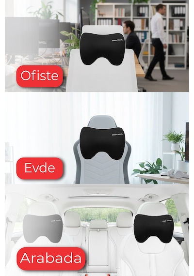 Viscofoam Carfort Büyük Visco Araç Boyun Yastığı – Ortopedik Oto Koltuk Boyun Desteği Siyah - Ergo  Travel