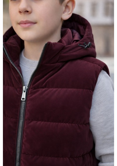 Pina Kids Erkek Çocuk Kapüşonlu Şişme Yelek Bordo