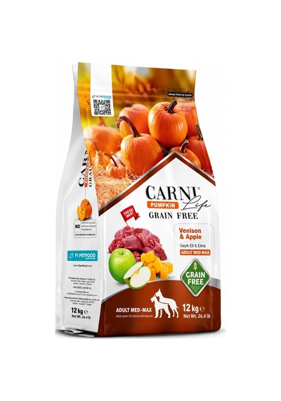 Carni Life Pumpkin Tahılsız Geyik Etli Ve Elmalı Yetişkin Köpek Maması 12 Kg