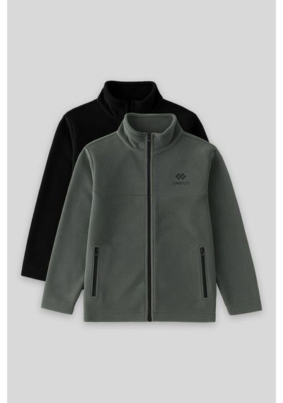 Tommylife Standart Fit 2li Paket Siyah-haki Erkek Çocuk Polar Sweatshirt - 11223 Siyah - Haki