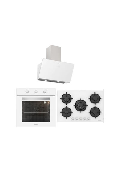 Silverline BO6503W01 - CS5364W01 - 3457 Soho 60 Beyaz Cam Ankastre Set