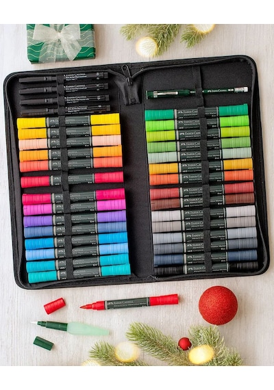 Faber-Castell Albrecht Dürer 30'lu Sulu Boya Marker Seti, Taşınabilir Çantalı, Çift Uçlu