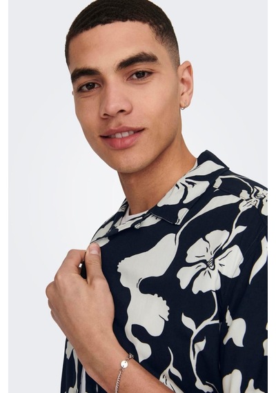 Only & Sons Onsdash Lıfe Ss Resort Aop Shırt Noos Lacivert 001