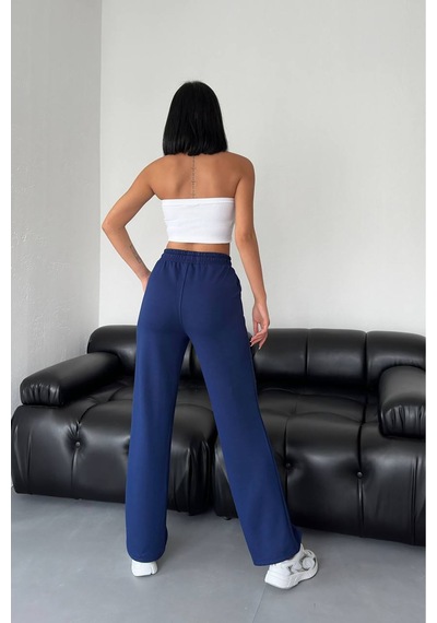 Neşeli Butik Kadın Esnek Kumaş Yüksek Bel Eşofman Altı Gts031 Saks