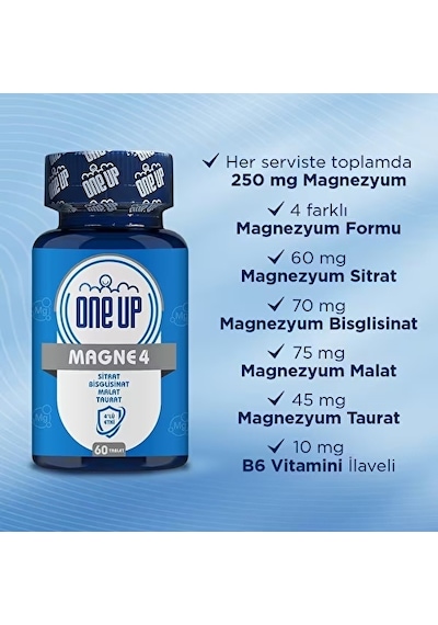 One Up Magne4 4'lü Etki Magnezyum Kompleks 60 Tablet 2 Adet