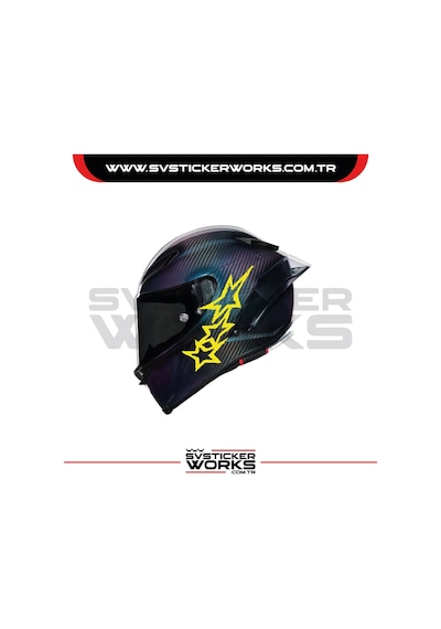 Stars Yıldız Sticker Kask Sticker Kasklar Uyumlu Tek Yön 1 Adet Sarı