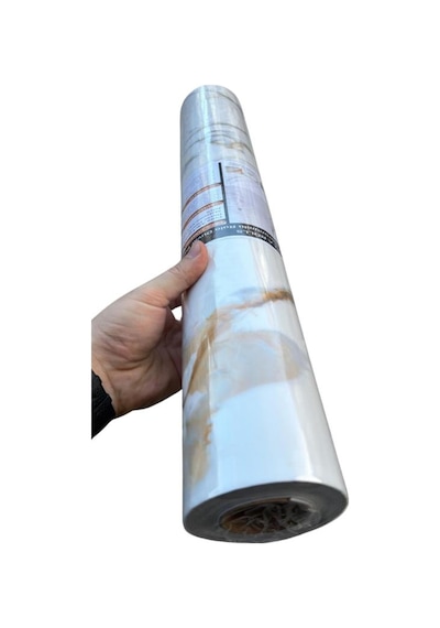 60cmx300cm Tek Parça Yapışkanlı Rulo Mermer Desenli Duvar Paneli Kağıdı Silinebilir Cf-1001-nexo Kahverengi - Krem
