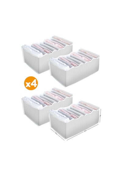 Esti 4 Adet - 8 Gözlü Çekmece Içi Akordiyon Organizer - Large 24 X 37 X 18 Gri-beyaz-4l