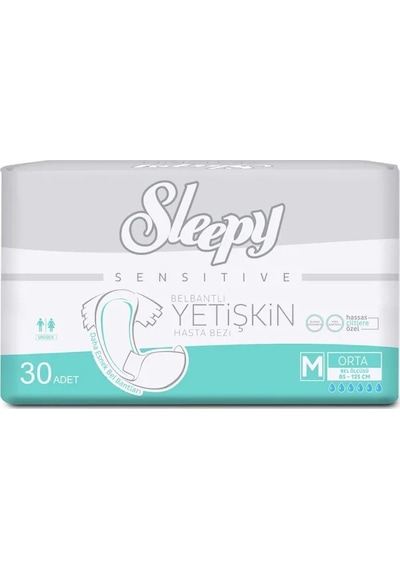 Sleepy Sensitive Antibakteriyel Süper Yetişkin Hasta Bezi Medium 30 Adet
