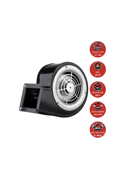 Dündar CS 16.2 230 watt 680 m3/h 2625 DD 220/230 volt Monofaze Salyangoz Radyal Kalorifer Kazanı Fanı Aspiratörü