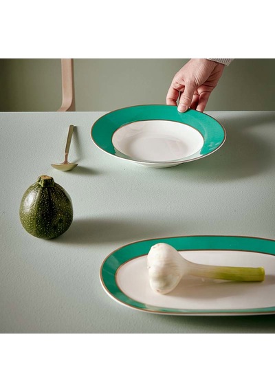 Yeşil Porselen Çukur Tabak 23,5 Cm