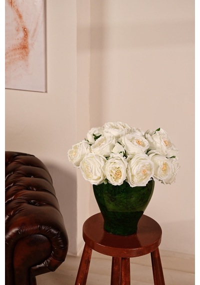 Beyaz Yapay Lüx Şakayık Çiçeği Buketi 6 Dallı Premium Canlı Islak Dokulu 30 Cm