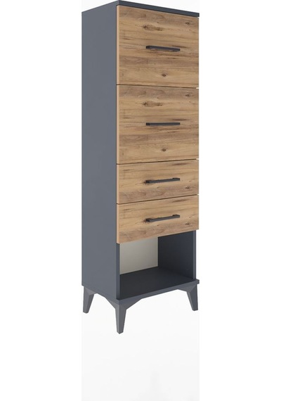Arges Dolap 4 Çekmeceli 44x30x134 Antrasit-çam Antrasit
