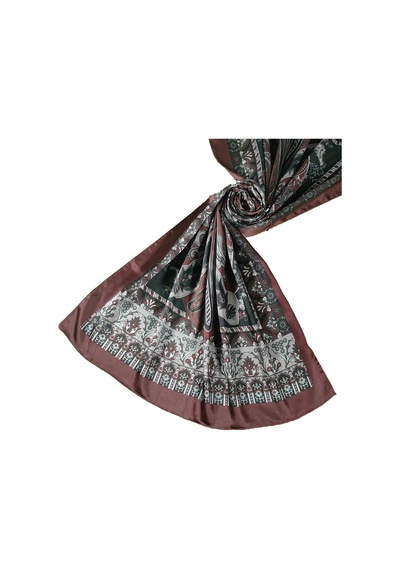 Mim Eşarp Işıl İpek Etnik Desenli Jan Jan Şal 75x190 Cm Bordo