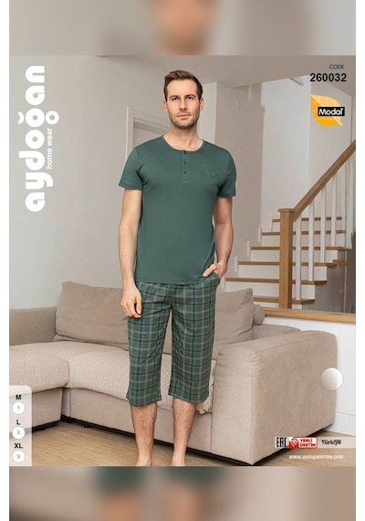 Aydoğan Erkek Civan Modal Bermuda Viridian Pijama Takım 0032 Yeşil