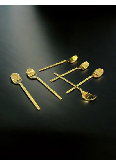 Tiamo Mios Gold Titanyum Çay Kaşığı 6 Lı Set Paslanmaz Çelik