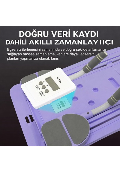 Profesyonel Çok Fonksiyonlu Katlanır Plank Ve Şınav Tahtası - Tüm Vücut Antrenman Seti Mor