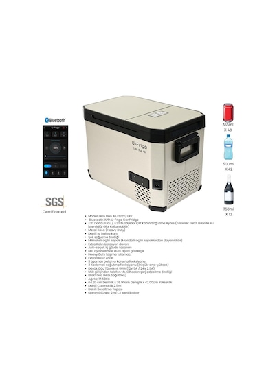 U-frigo Oto Buzdolabı Leto Duo Çift Kapaklı 45lt 12v/24v