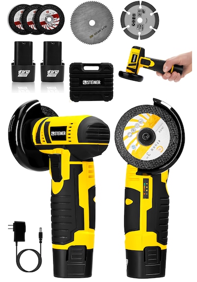 Steiner 12v 2 Ah Çift Akülü Mini Avuç İçi Spirali Ve Şarjlı Avuç Taşlama Makinesi Sarı