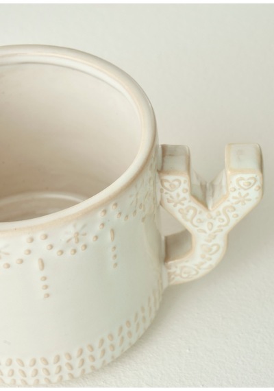 Bella Maison Joy Stoneware Yılbaşı 3'lü Kupa Seti Krem 390 Cc Krem