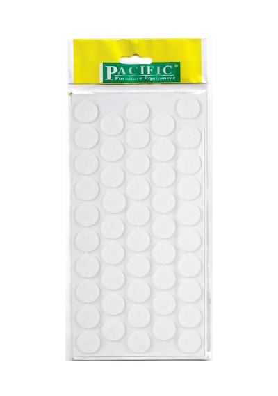 Cateksss Pacific Yuvarlak Yapışkanlı Sandalye Koltuk Mobilya Ayak Keçesi Felt 20 Mm Beyaz - 54 Lü Paket