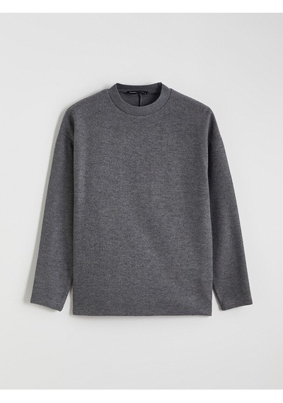 Lcw Everyday Antrasit Bisiklet Yaka Oversize Kadın Tişört