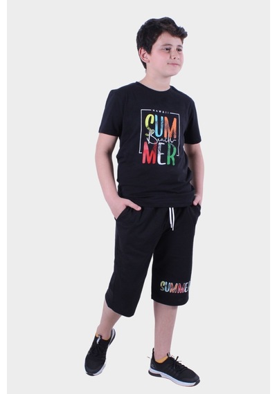 Panios Kids 3lü Erkek Çocuk Tişört-kapri Baskılı Alt-üst Takım Çok Renkli