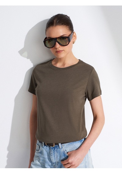 Dilvin 32852 Basic T-shirt-haki