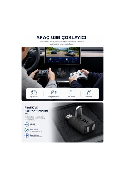8060 Usb 3.0 Hub 5 Port Çoklayıcı Sd Tf Micro Sd Mmc Kart Okuyucu Splitter Çevirici