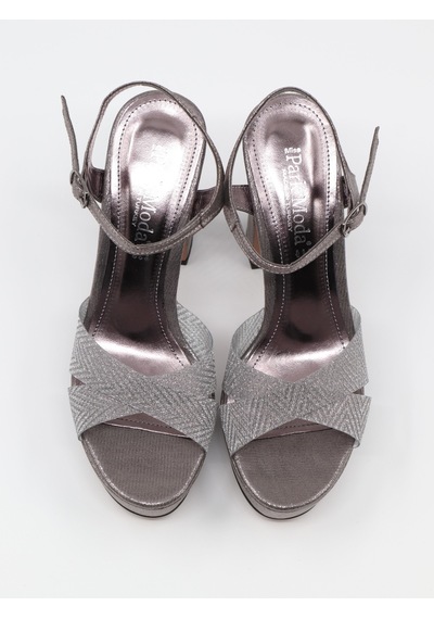 Nesilshoes Nesil Shoes Carel 2057 Platin Simli Platform Kadın Sandalet