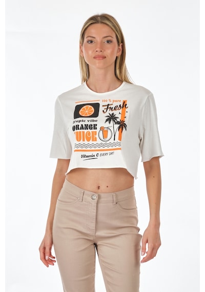 Only Sıfır Yaka Beyaz Kadın Crop T-shirt 15290663 001