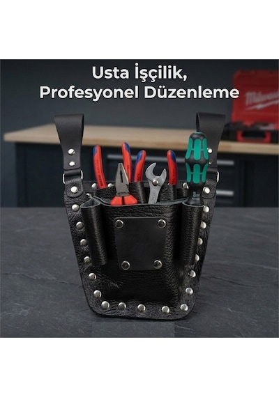 Hakiki Deri Teknisyen Bel Çantası - Elektrikçi Organizer Ve Alet Kemeri Çantası