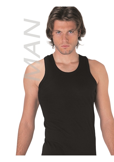 Güneri Underwear Erkek Siyah Ribana Atlet % 100 Pamuklu Atlet 3'lü Paket 101-3s Siyah