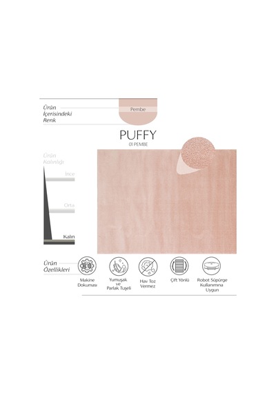 Cool Halı Puffy Pembe Peluş Kız Çocuk Odası Halısı Düz Renk Kalın Pofuduk Yumuşak Genç Odası Halısı