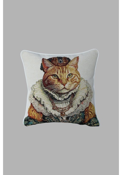 Kırlent Kılıfı Goblen Dokuma Kumaş - 45x45cm Çift Taraflı Biyeli Dekoratif Kırlent Kılıfı - Vs-359 Çok Renkli