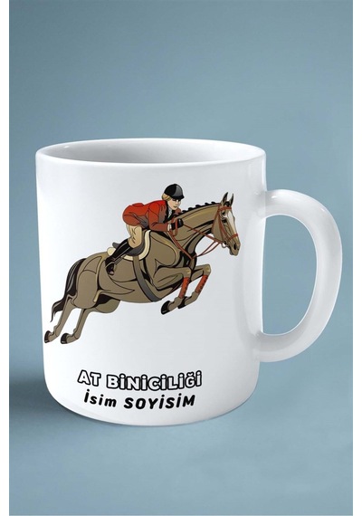 At Biniciliği Atçılık At Baskılı Kupa Bardak Çift Taraflı Baskı Kişiye Özel Model 10 Çok Renkli