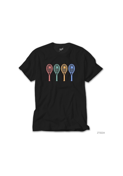 Tennis Racket Siyah Tişört Siyah