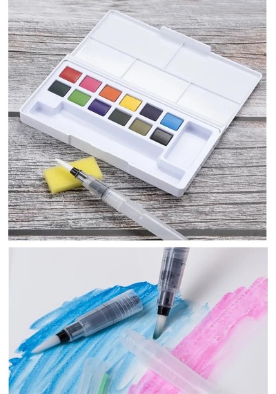 Tablet Sulu Boya 12 Renk Plastik Kutu 1 Paket Monalisa 12 Li Taş Sulu Boya Tablet Suluboya Resim Hobi Sanat Çok Renkli