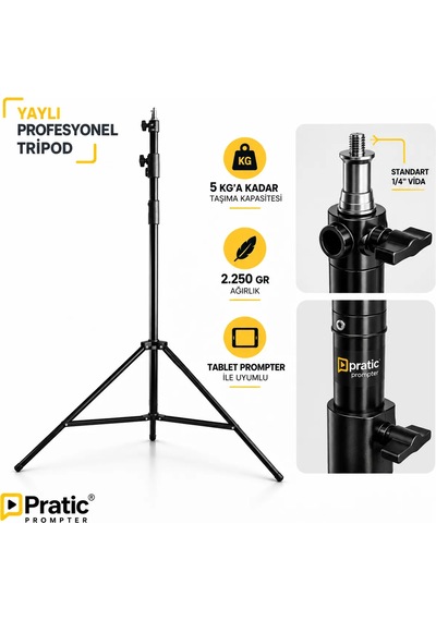 Pratic Teleprompter Pro Plus Set Kumanda Çanta Tripod Yerli Üretim